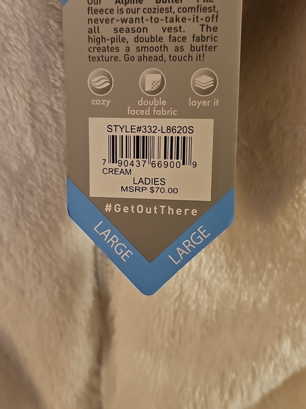 Free Country Ivory Sherpa Fleece Vest with Zip Pockets - Picture 3 of 3